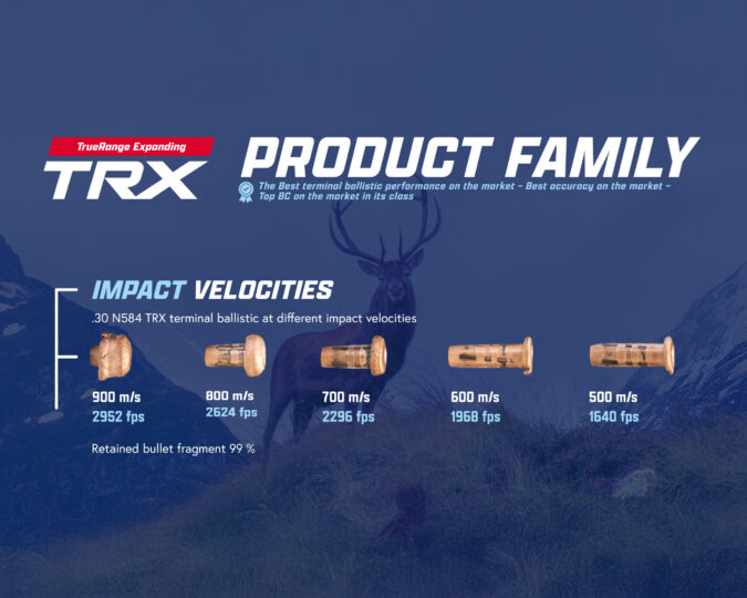 Upon impact, Lapua TRX® Hunting Bullets offer exceptional terminal performance, unmatched energy transfer, and nearly 100% weight retention with a solid-copper, polymer-tipped design. Whether targeting big game or small to midsized animals, the TRX® delivers deep penetration and controlled “mushrooming” expansion, even at longer distances, ensuring a clean and ethical kill with minimal tracking required.